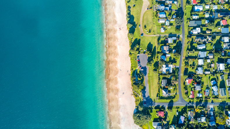 aerial view of houses beach and sea